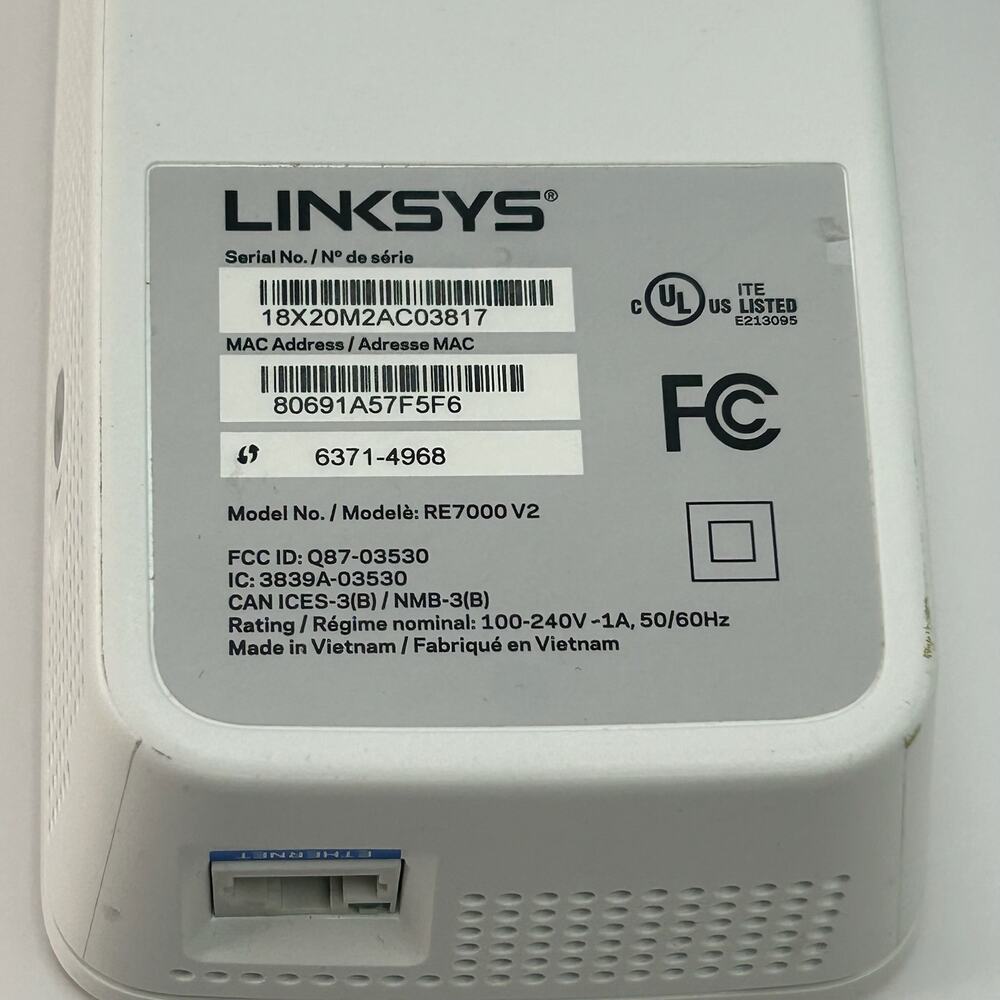Linksys RE7000 Max-Stream AC1900 Dual-Band Wi-Fi Range Extender MU-MIMO White - Picture 5 of 11